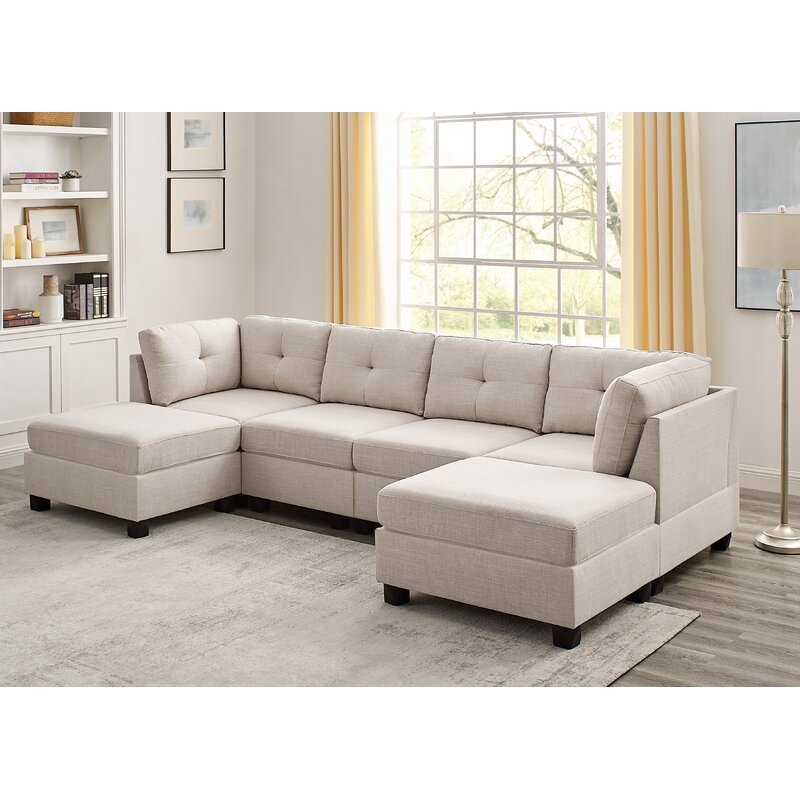 Chenault 92′′ Wide Reversible Modular Sofa & Chaise With Ottoman