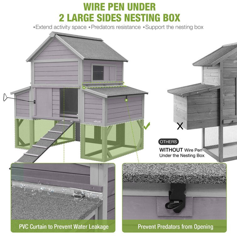 Anyi 59 Square Feet Chicken Coop with Chicken Run