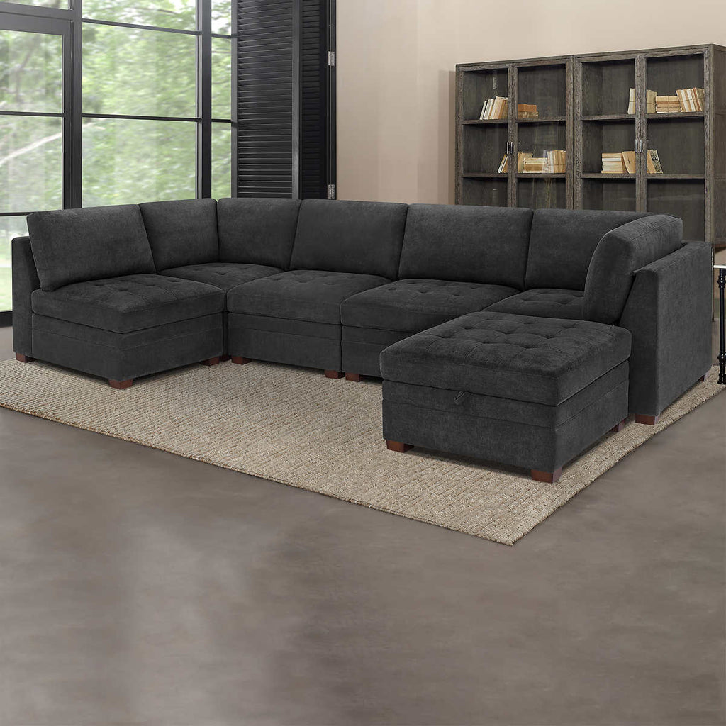 Thomasville Tisdale Fabric Sectional with Storage Ottoman