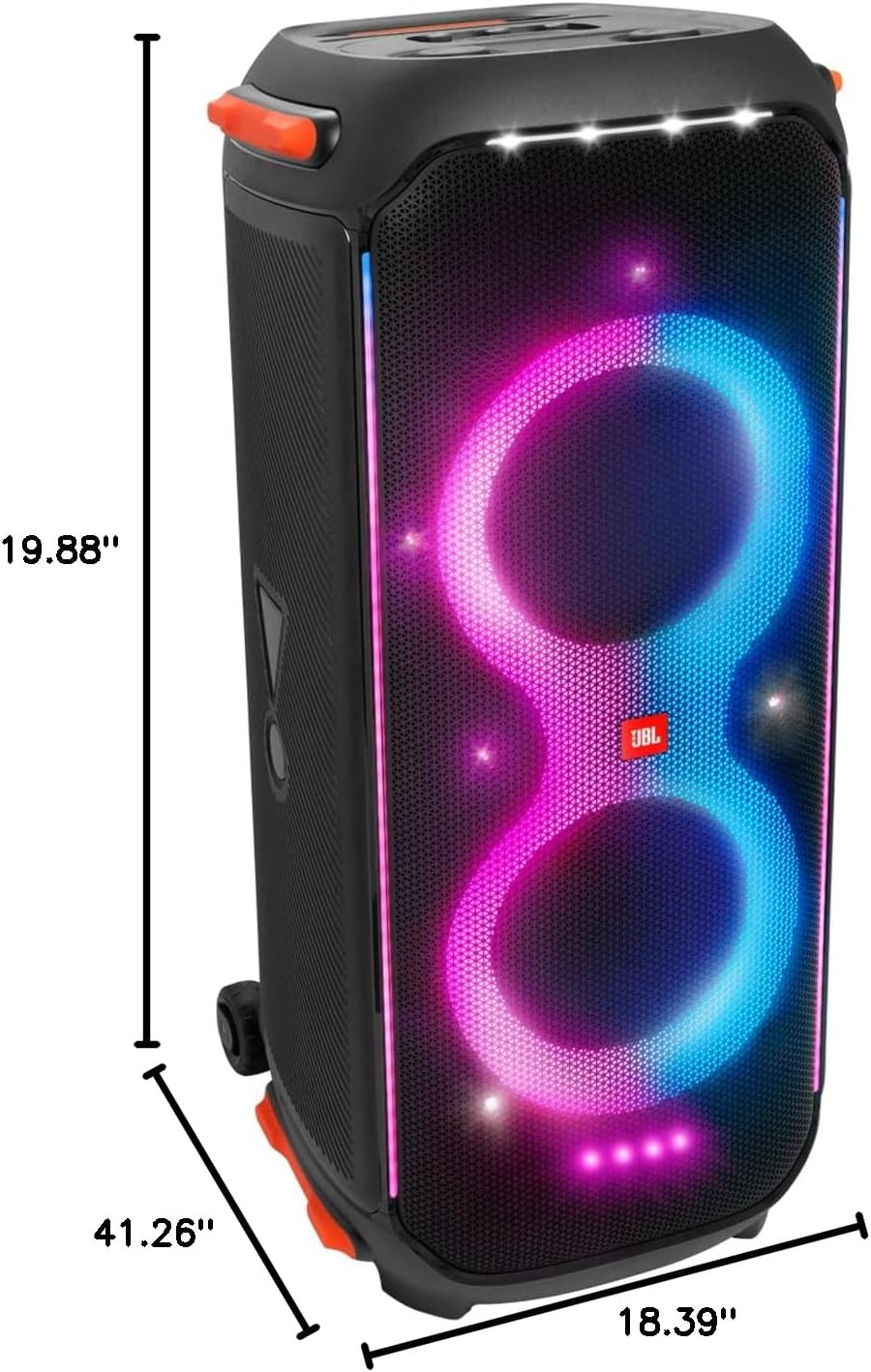 JBL PartyBox 710 -Party Speaker with Powerful Sound, Built-in Lights and Extra Deep Bass, IPX4 Splash Proof, App/Bluetooth Connectivity, Made for Everywhere a Handle Wheels (Black)