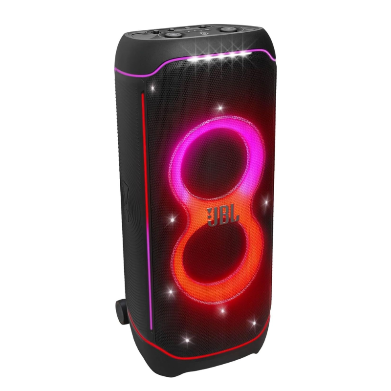 JBL Partybox Ultimate - Multi Purpose Party Speaker, with Wi-fi & Bluetooth Connectivity, Wireless, Lightshow, IPx4 Slashproof, Dual Mic & Guitar Inputs, Handle & Sturdy Wheels, Black