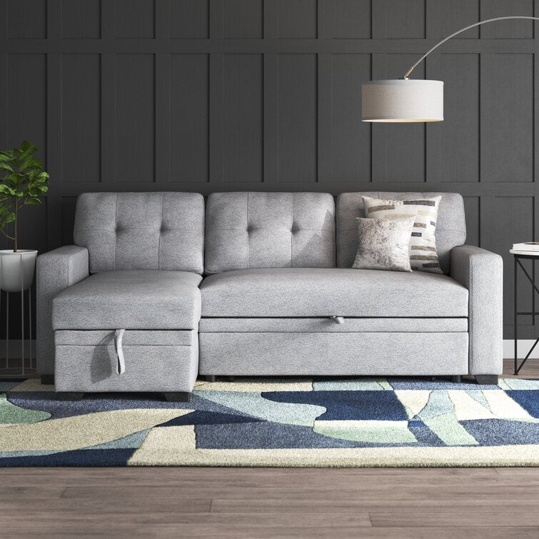 Anyan 83′′ Wide Linen Reversible Sleeper Sofa & Chaise