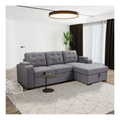 Living Room Tifted Sectional Sofa Lounger with Storage Chaise, Modern Convertible L-Shaped Sleeper Sofa Couch, Grey