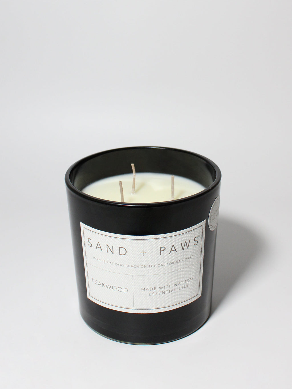 Elegant Sand + Paws Teakwood 21 oz scented candle