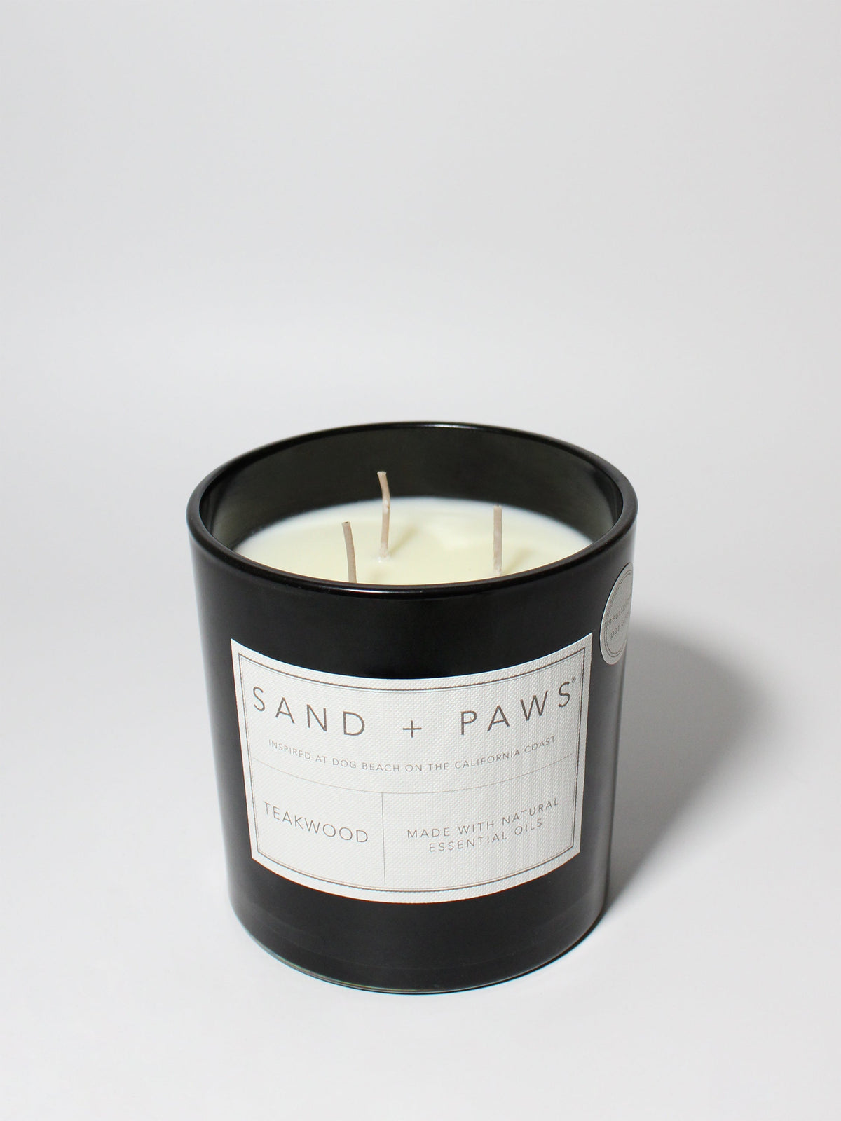 Elegant Sand + Paws Teakwood 21 oz scented candle