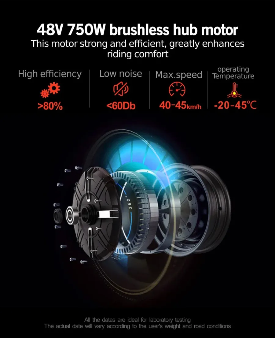 Outdoor electric bike with 48V / 15Ah lithium battery✨