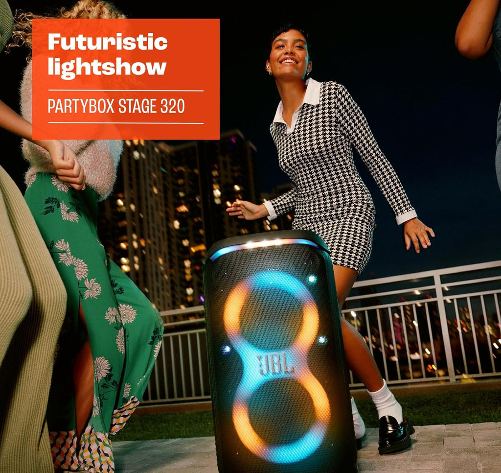 JBL PartyBox Stage 320 Portable Bluetooth Speaker Bundle with divvi! Protective Transport Bag