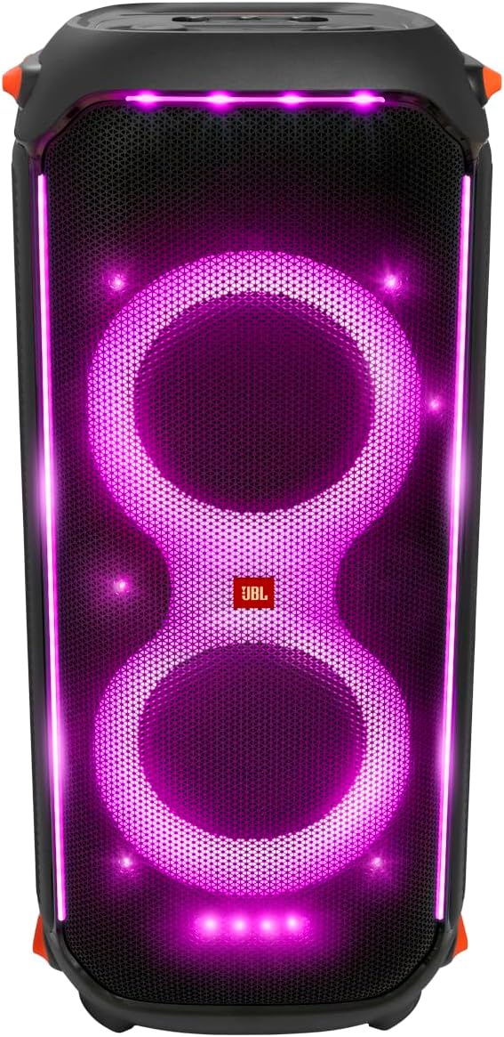 JBL PartyBox 710 -Party Speaker with Powerful Sound, Built-in Lights and Extra Deep Bass, IPX4 Splash Proof, App/Bluetooth Connectivity, Made for Everywhere a Handle Wheels (Black)
