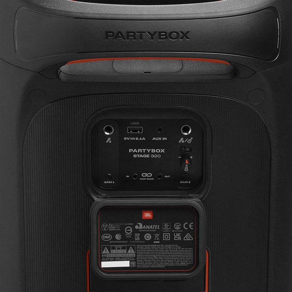 JBL PartyBox Stage 320 Portable Party Speaker with Wireless Two Microphone System (Black)
