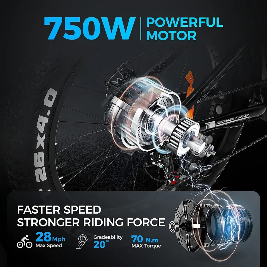 Outdoor electric bike with 48V / 15Ah lithium battery✨