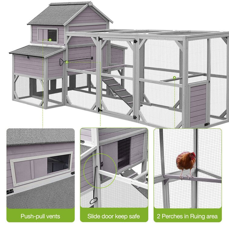 Anyi 59 Square Feet Chicken Coop with Chicken Run