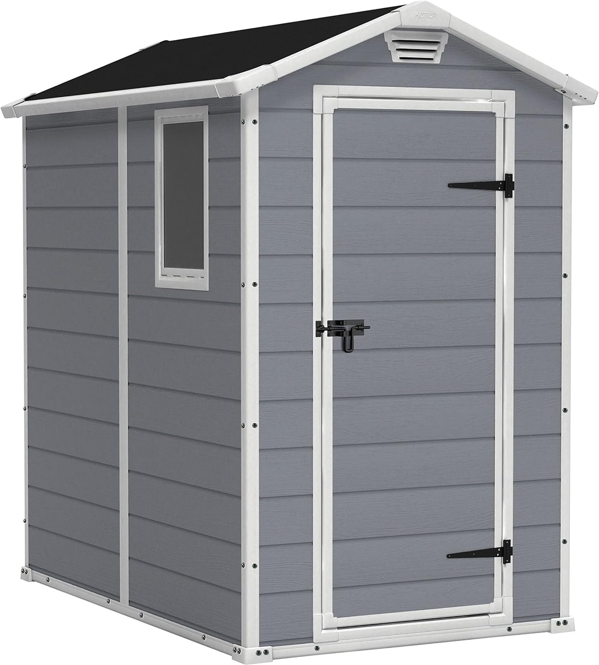 Keter Manor Outdoor Plastic Garden Storage Shed, Grey, 6 x 8 ft