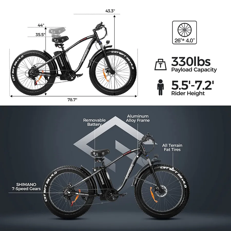 Outdoor electric bike with 48V / 15Ah lithium battery✨