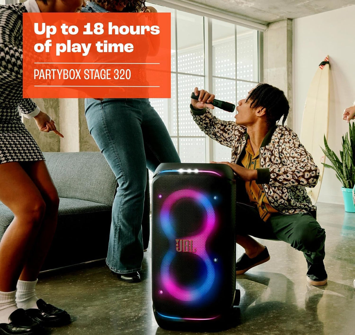 JBL PartyBox Stage 320 Portable Bluetooth Speaker Bundle with divvi! Protective Transport Bag