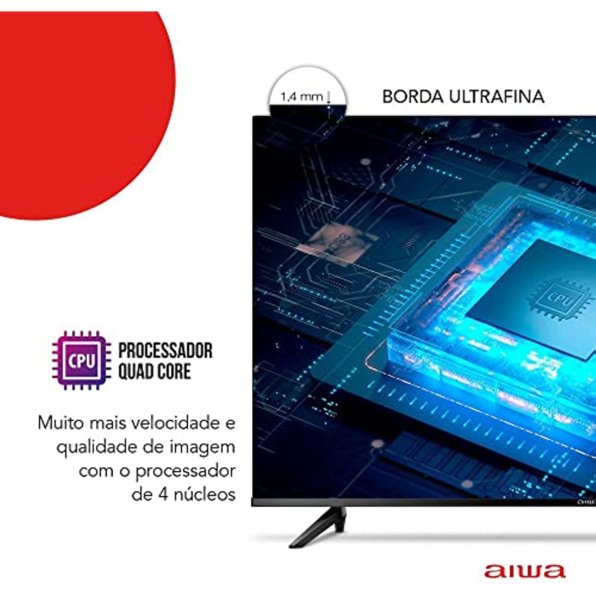 SmartTV Aiwa 50” 4K, Borda Ultrafina, HDR10, Dolby Áudio - AWS-TV-50-BL-01 TV 50" SMART - BORDA INFINITA AWS-TV-50-BL-01 BIVOLT