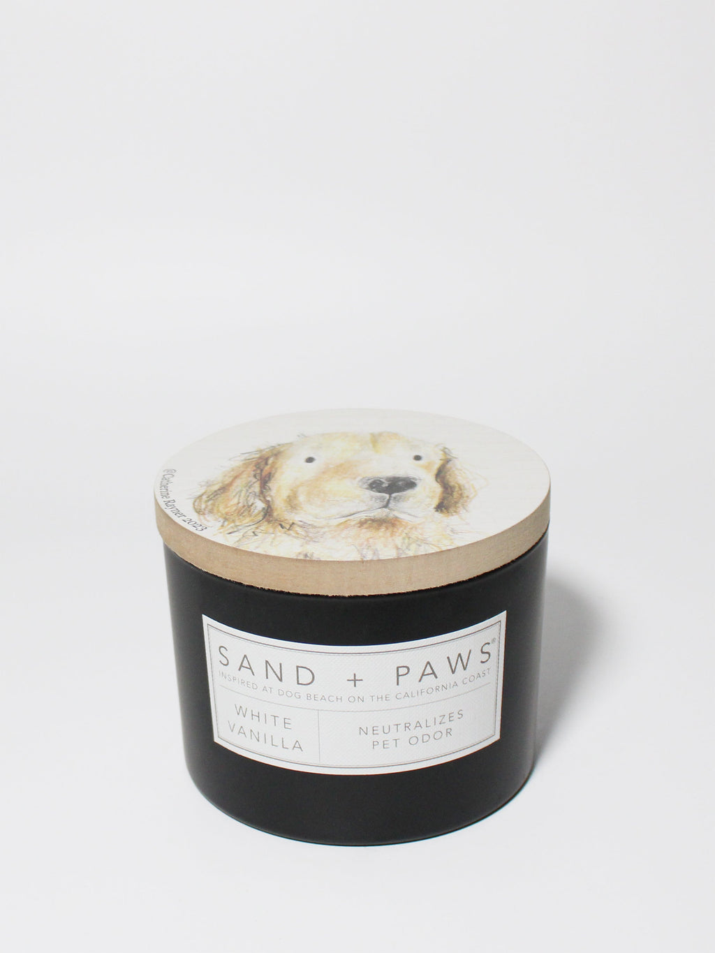 Elegant Sand + Paws White Vanilla 12 oz scented candle