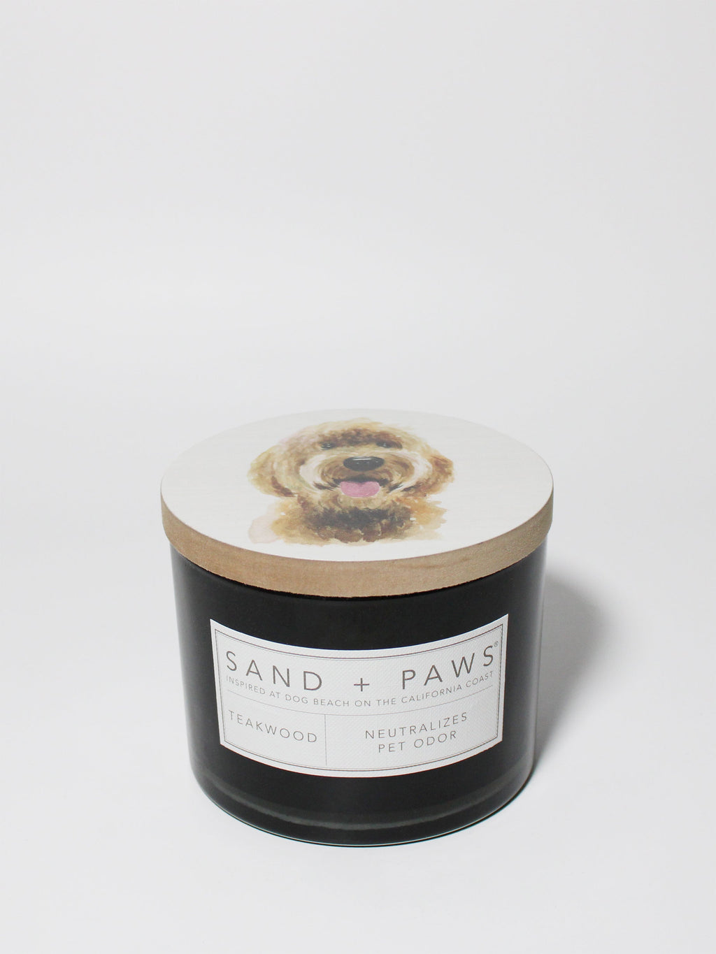 Elegant Sand + Paws Teakwood 12 oz scented candle