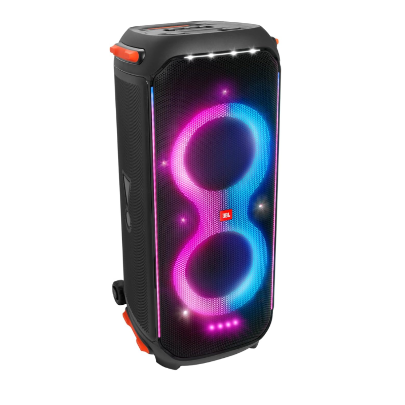 JBL PartyBox 710 -Party Speaker with Powerful Sound, Built-in Lights and Extra Deep Bass, IPX4 Splash Proof, App/Bluetooth Connectivity, Made for Everywhere a Handle Wheels (Black)