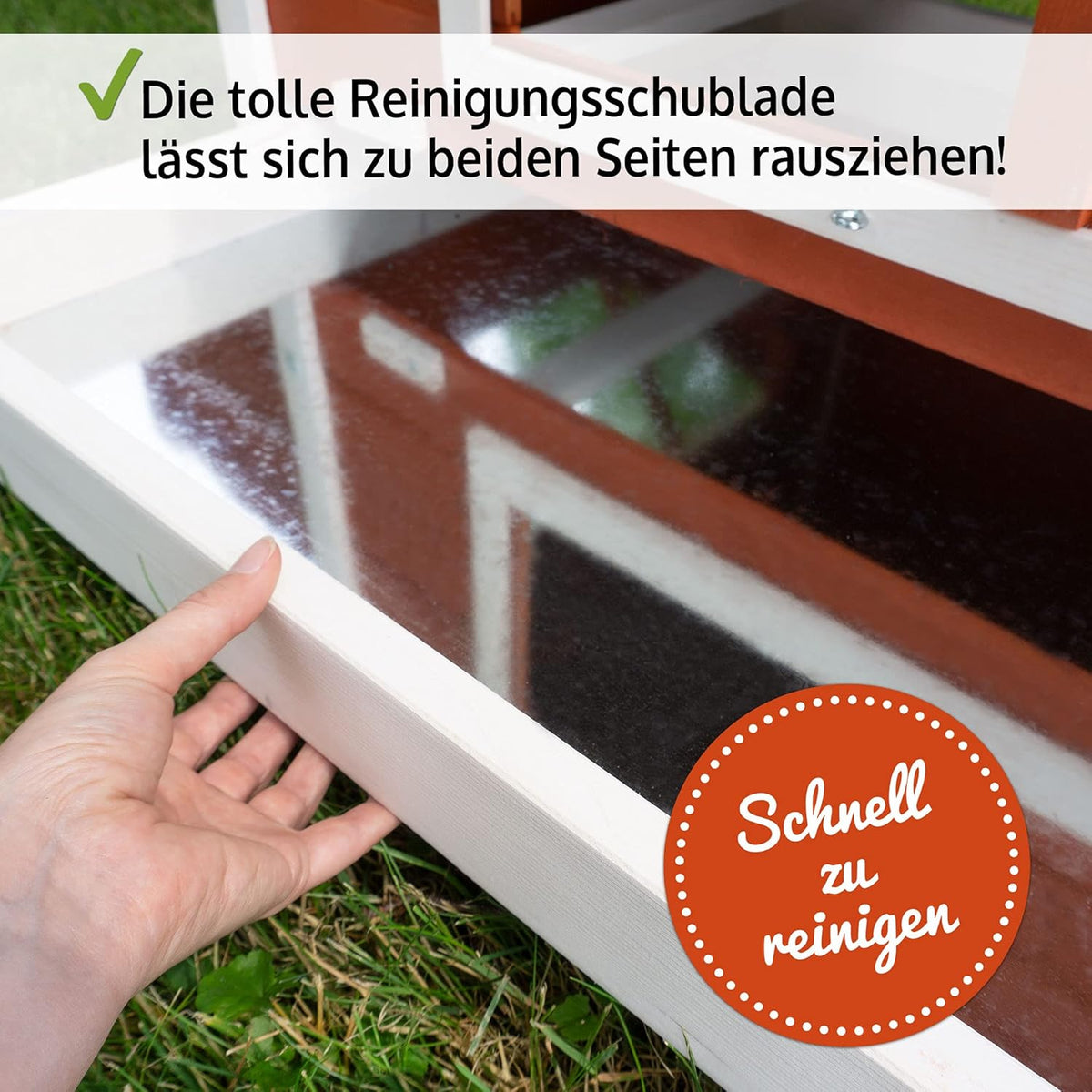 großer Hühnerstall - mit Regen und Sonnenschutz – Hühnerstall aus massivem Vollholz & stabilem Draht – schnell zu reinigen – witterungsbeständig dank hochwertiger Lasur –mit oder ohne Voliere