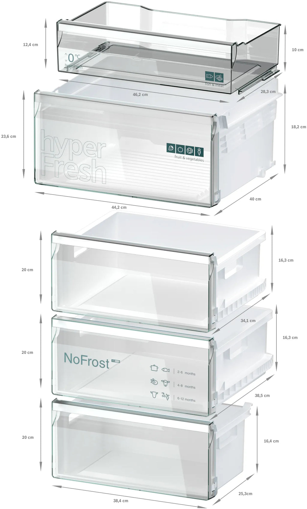 SIEMENS KG39NXIBF iQ300 Free-standing fridge-freezer with freezer at bottom 203 x 60 cm Brushed steel anti-fingerprint