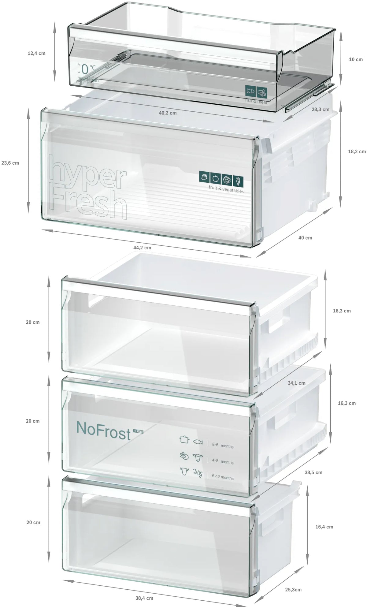 SIEMENS KG39NXIBF iQ300 Free-standing fridge-freezer with freezer at bottom 203 x 60 cm Brushed steel anti-fingerprint