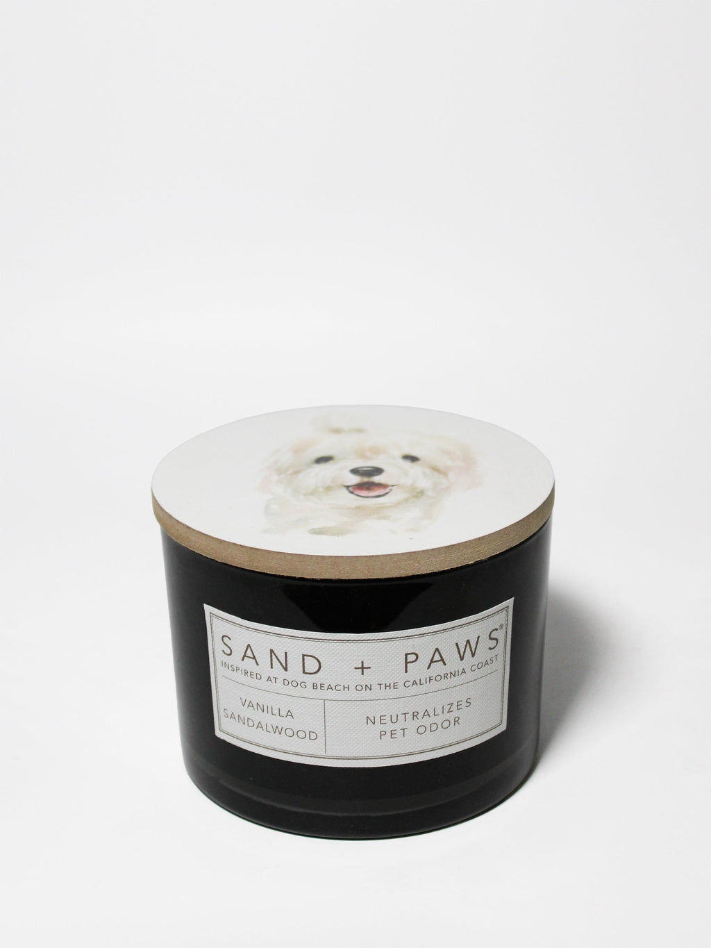 Elegant Sand + Paws Vanilla Sandalwood 12 oz scented candle