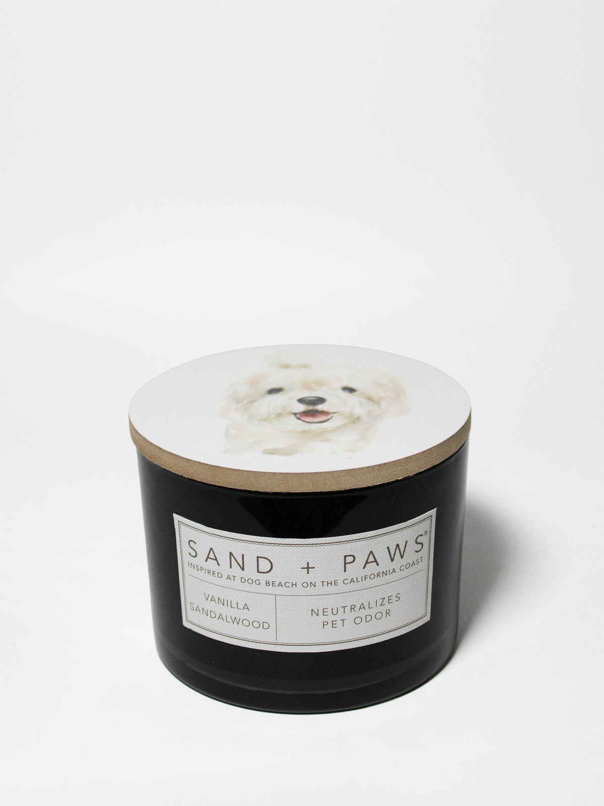 Elegant Sand + Paws Vanilla Sandalwood 12 oz scented candle