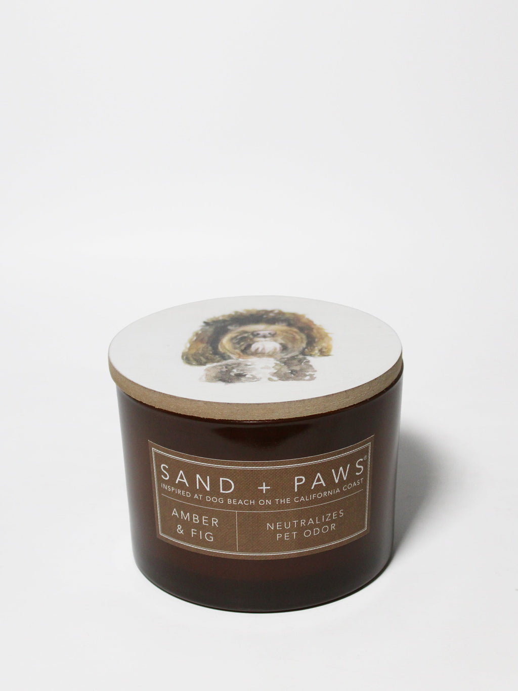 Elegant Sand + Paws Amber & Fig 12 oz scented candle