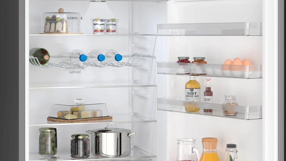 SIEMENS KG49NXXCF iQ300 Free-standing fridge-freezer with freezer at bottom 203 x 70 cm Brushed black steel antiFingerprint. Total noFrost