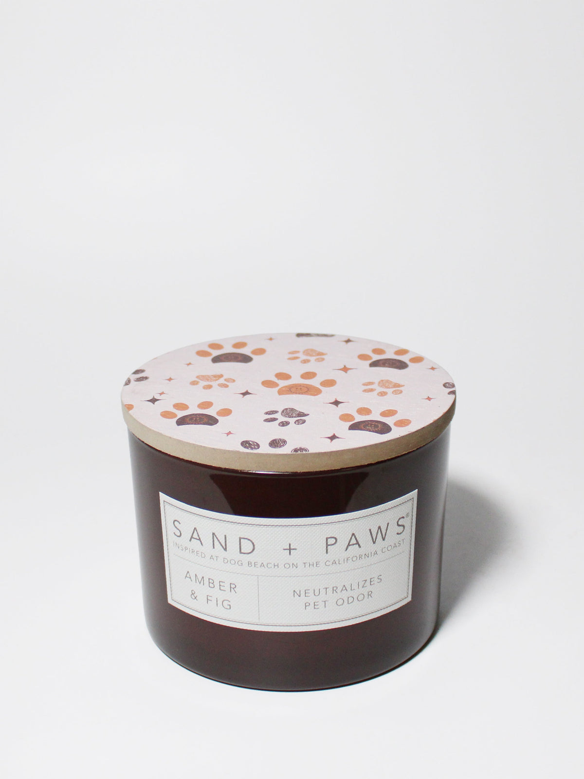 Elegant Sand + Paws Amber & Fig 12 oz scented candle