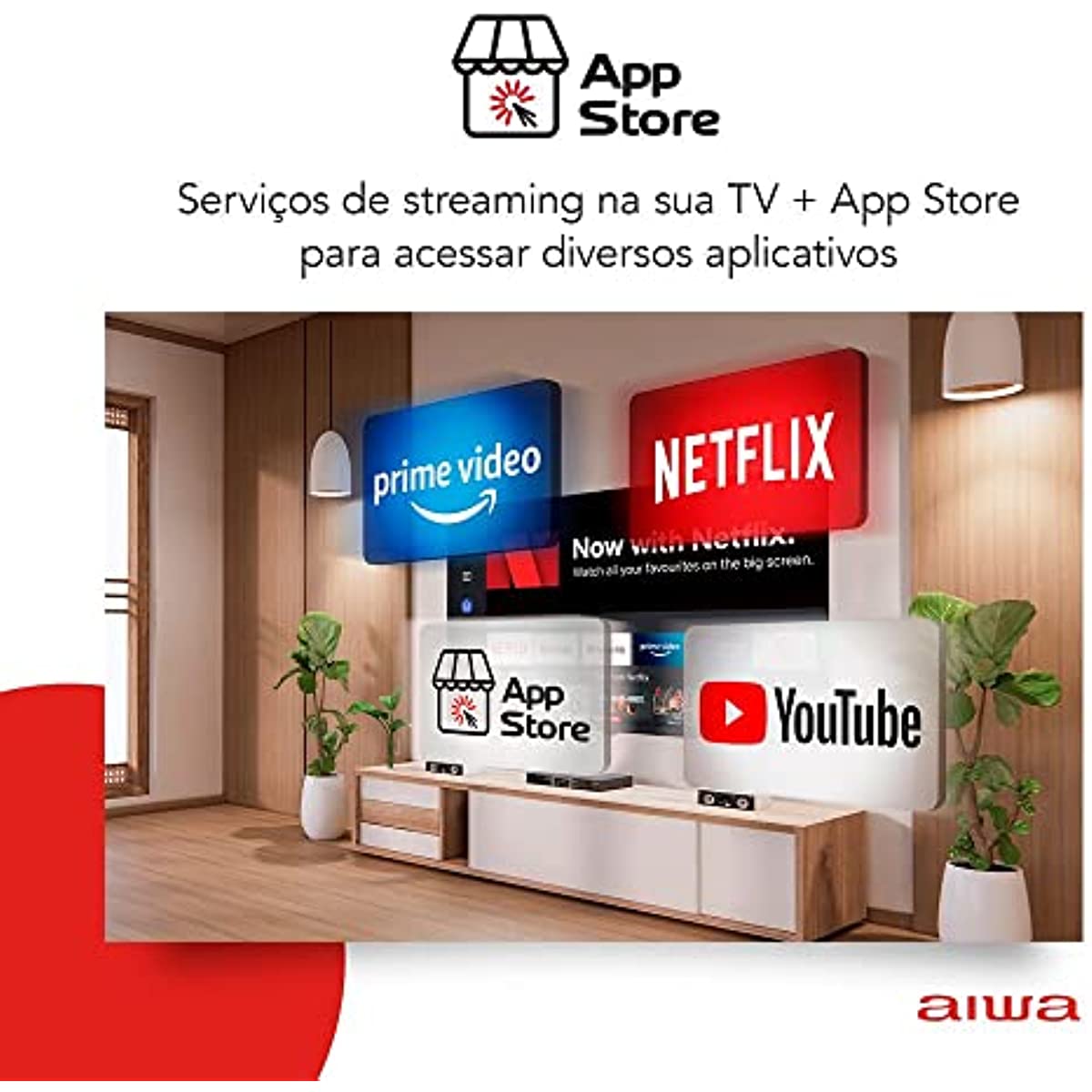 SmartTV Aiwa 50” 4K, Borda Ultrafina, HDR10, Dolby Áudio - AWS-TV-50-BL-01 TV 50" SMART - BORDA INFINITA AWS-TV-50-BL-01 BIVOLT