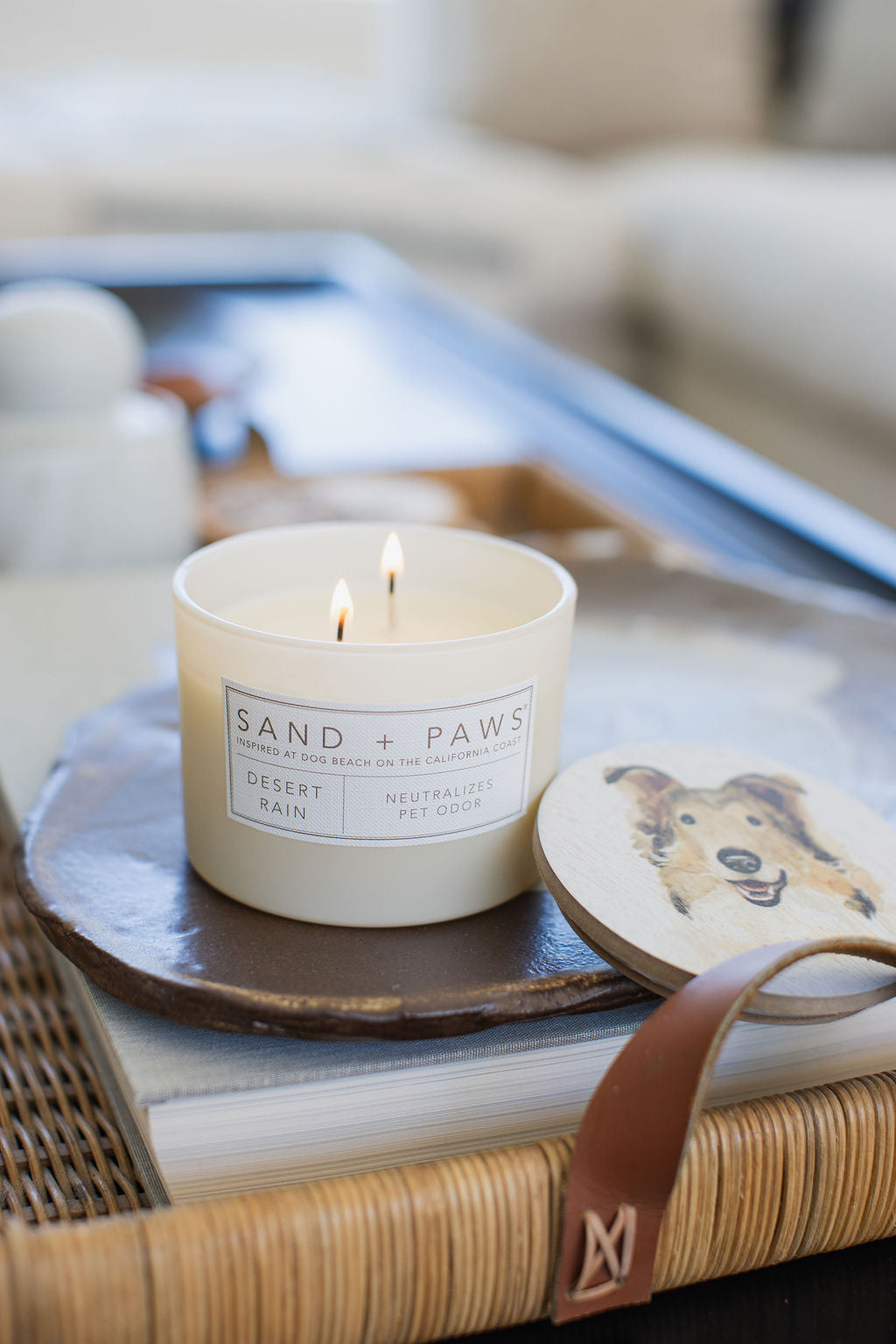 Elegant Sand + Paws Desert Rain 12 oz scented candle