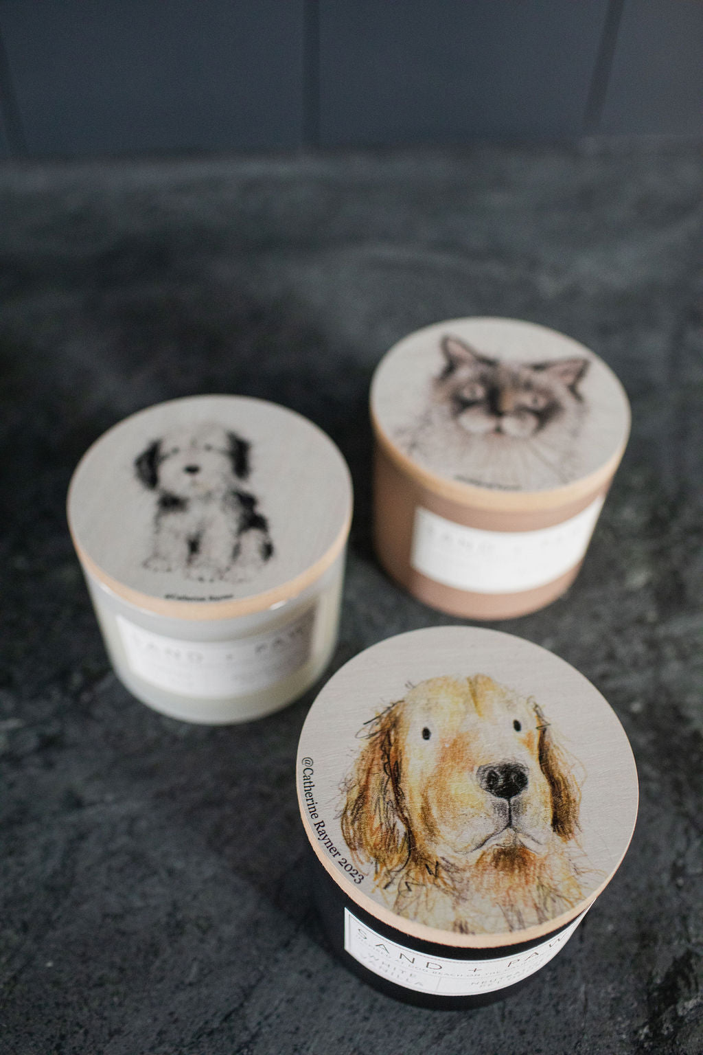 Elegant Sand + Paws White Vanilla 12 oz scented candle