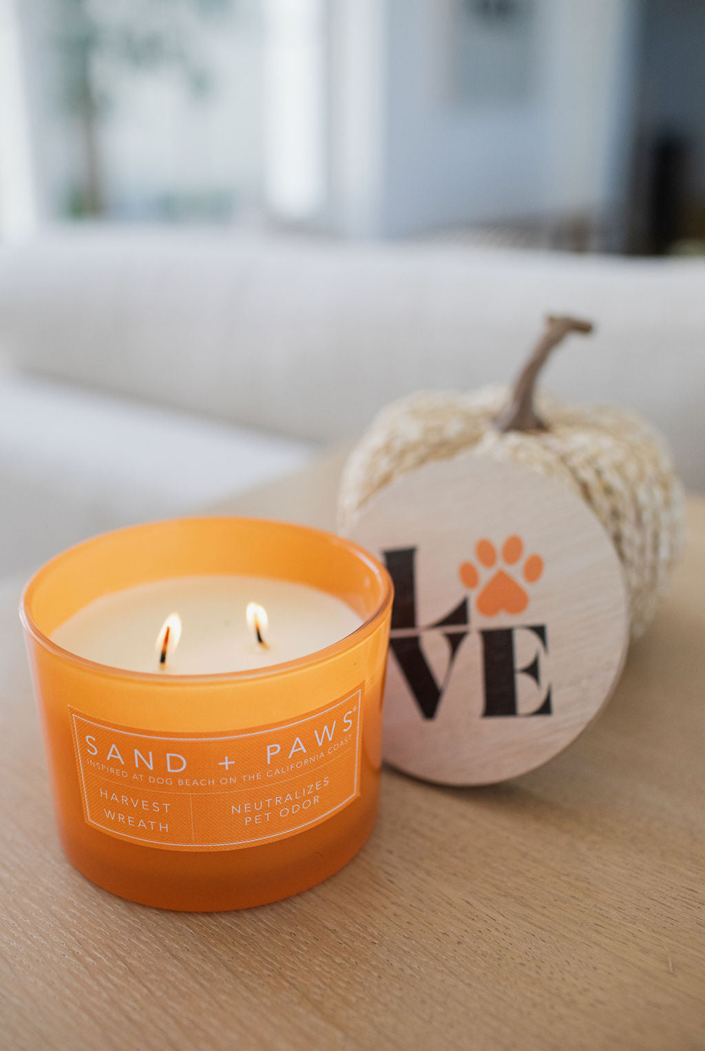 Elegant Sand + Paws Harvest Wreath 12 oz scented candle