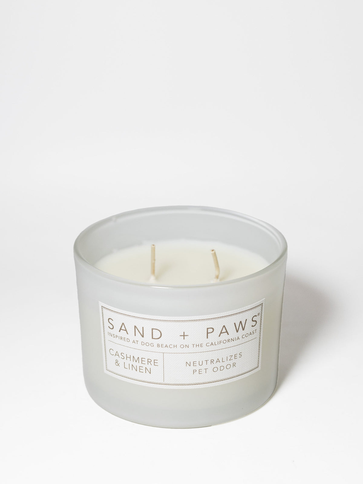 Elegant Sand + Paws Cashmere & Linen 12 oz scented candle