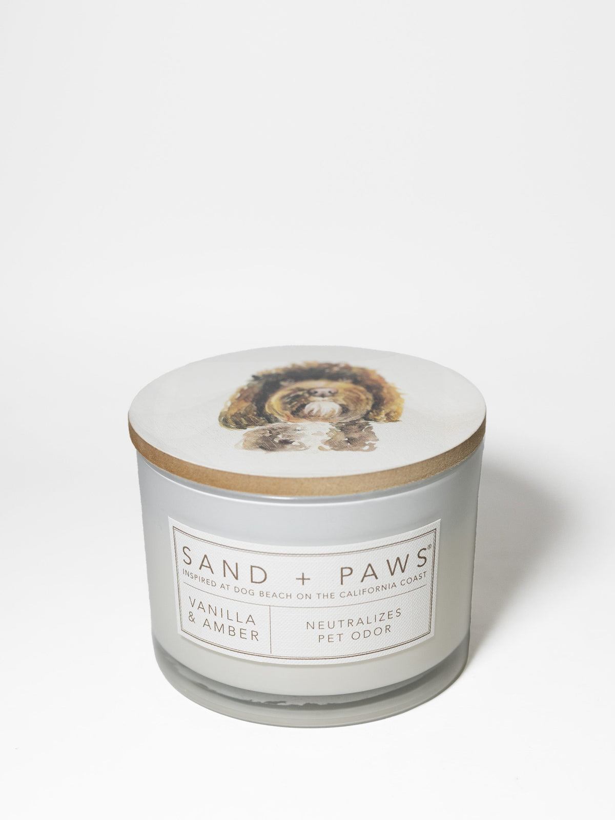 Elegant Sand + Paws Vanilla & Amber 12 oz scented candle