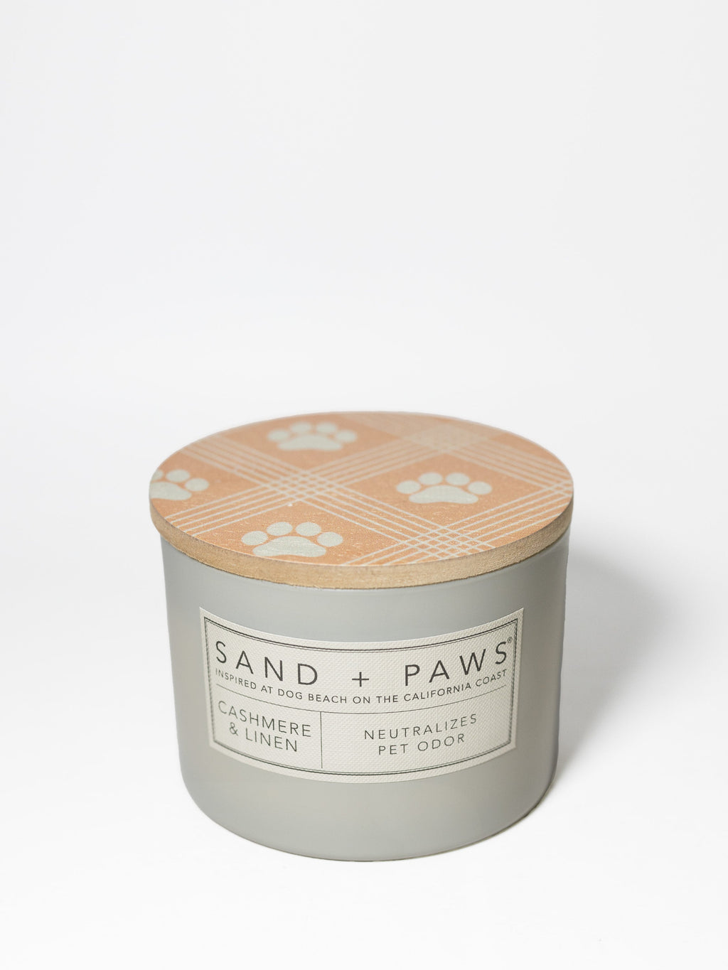 Elegant Sand + Paws Cashmere & Linen 12 oz scented candle