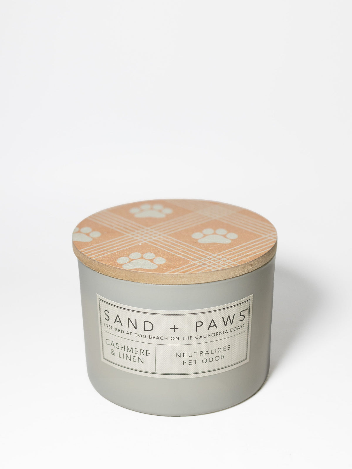 Elegant Sand + Paws Cashmere & Linen 12 oz scented candle