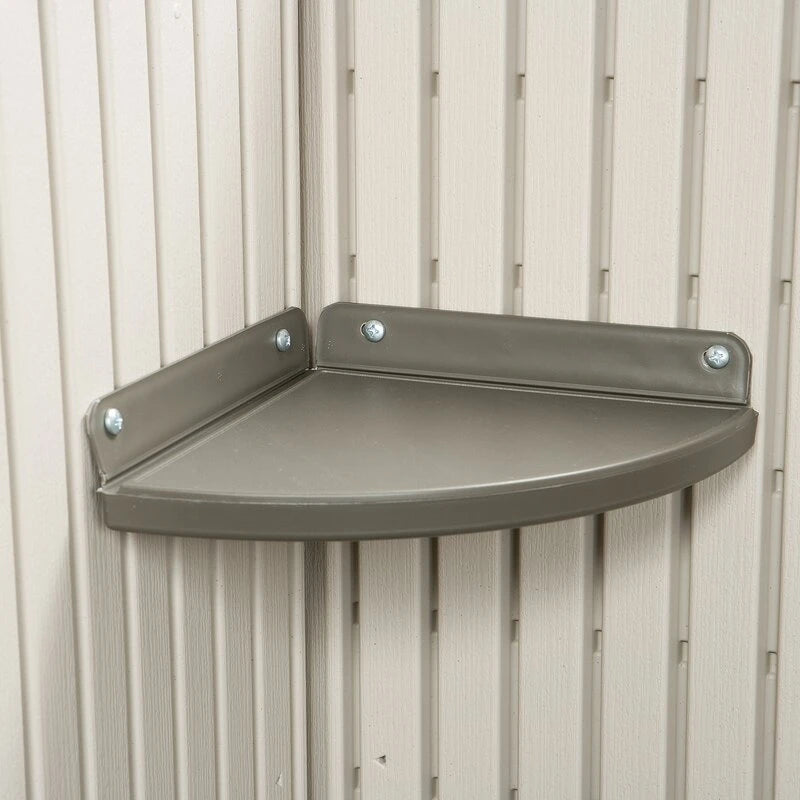 8' wide x 7' 4" deep plastic storage shed